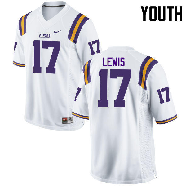 Youth LSU Tigers #17 Xavier Lewis College Football Jerseys Game-White